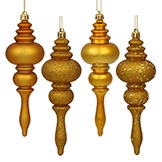 7 inch Shiny, Matte, Glitter & Sequin Finials (set of 8): Antique Gold