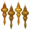 7 inch Shiny, Matte, Glitter & Sequin Finials (set of 8): Antique Gold