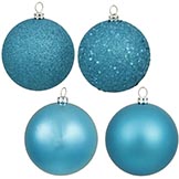 3 inch Matte, Shiny, Sequin & Glitter Ornament (set of 16): Turquoise