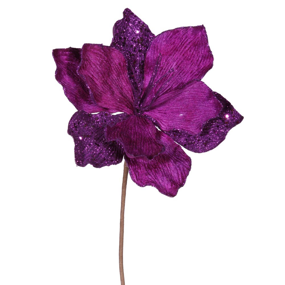 16 inch Sparkle Amaryllis Christmas Pick: Purple | P105106