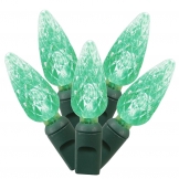 25 foot C6 LED Light Strand with 6 inch Spacing on Green Wire: Green