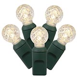 25 foot G12 LED Lights with 6 inch Spacing on Green Wire: Clear Lights