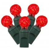 25 foot G12 LED Light Strand with 6 inch Spacing on Green Wire: Red Lights