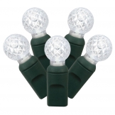 25 foot G12 LED Lights with 6 inch Spacing on Green Wire: Pure White Lights