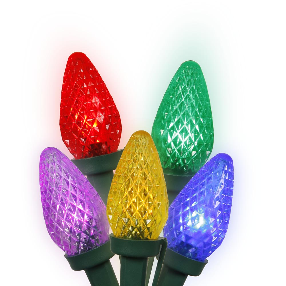 16 foot LED C7 Light Strand with inch Spacing on Green Wire