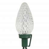 16 foot C9 LED Lights with 8 inch Spacing on Green Wire: Pure White