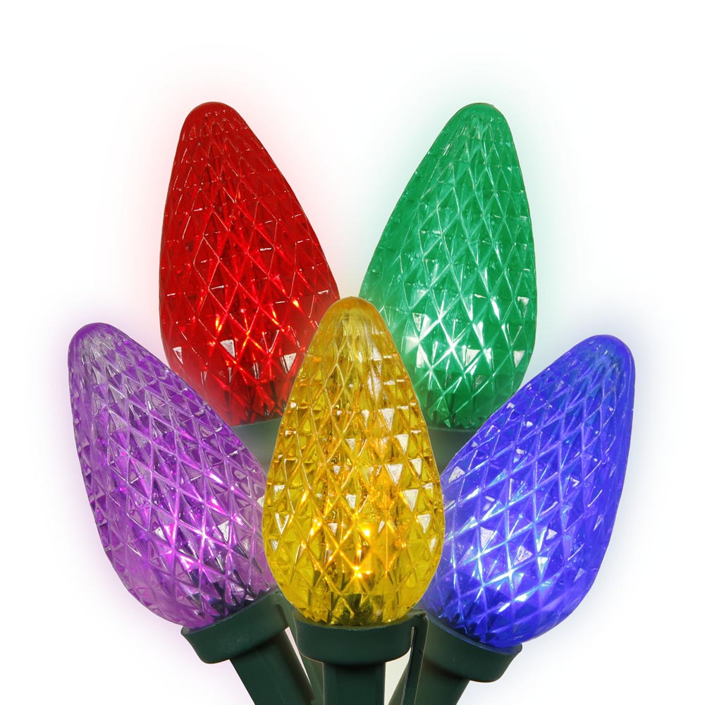 16 foot 25 LED C9 Light Strand with inch Spacing on Green Wire