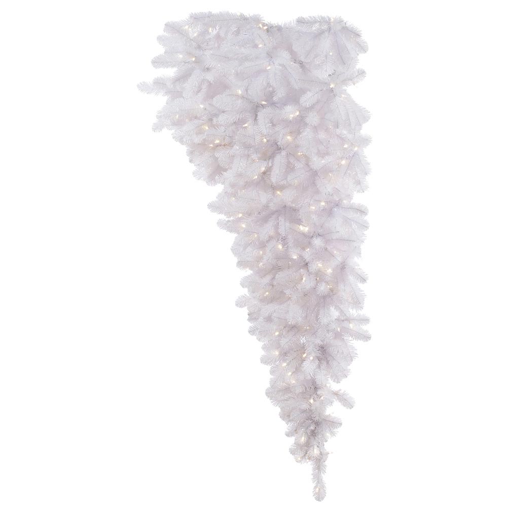 6 Foot Hanging White Half Flat Back Upside Down Christmas Tree