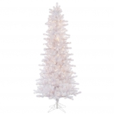 7.5 foot Crystal White Slim Christmas Tree: Clear LEDs