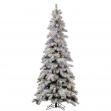 6 foot Medium Flocked Kodiak Spruce: Multi-Color Italian & G40 LEDs