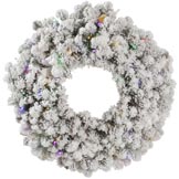 30 inch Medium Flocked Kodiak Christmas Wreath: Multi-color LED & G40