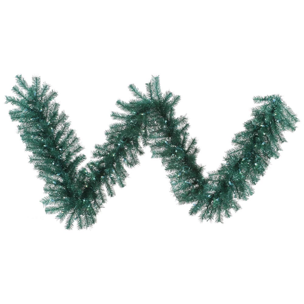 Aqua Tinsel Christmas Garland
