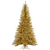5.5 foot Gold/Silver Tinsel Christmas Tree: Pre-Lit Lights