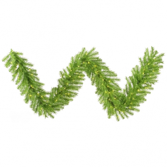 9 foot Lime Green Tinsel Christmas Garland: Pre-lit