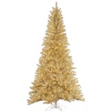 6.5 foot White-Gold Tinsel Christmas Tree: Lights