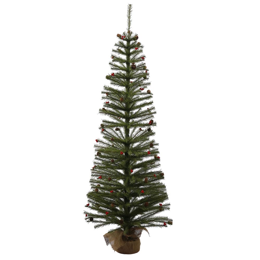 5 foot Fresh Pistol Berry Pine Cones Christmas Tree Unlit B148450