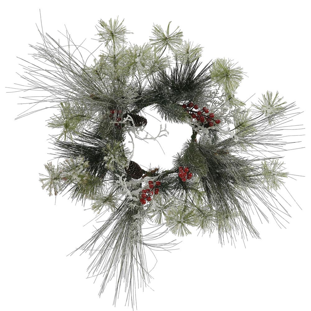 18 inch frosted ponderosa bay leaf berry twig pine christmas wreath vienna twig christmas trees