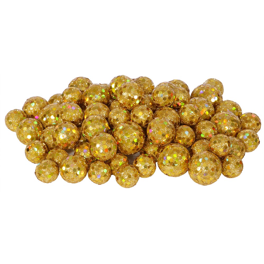Glittered Styrofoam Ball Christmas Assorted Ornaments: (set of 68-72)