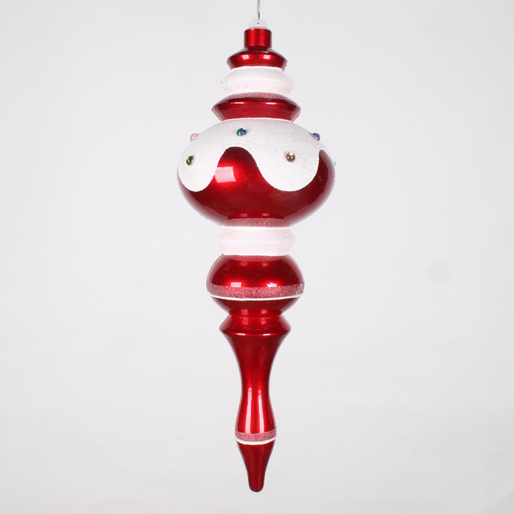 14 Inch Red Candy Snow Jewel Christmas Finial Ornament