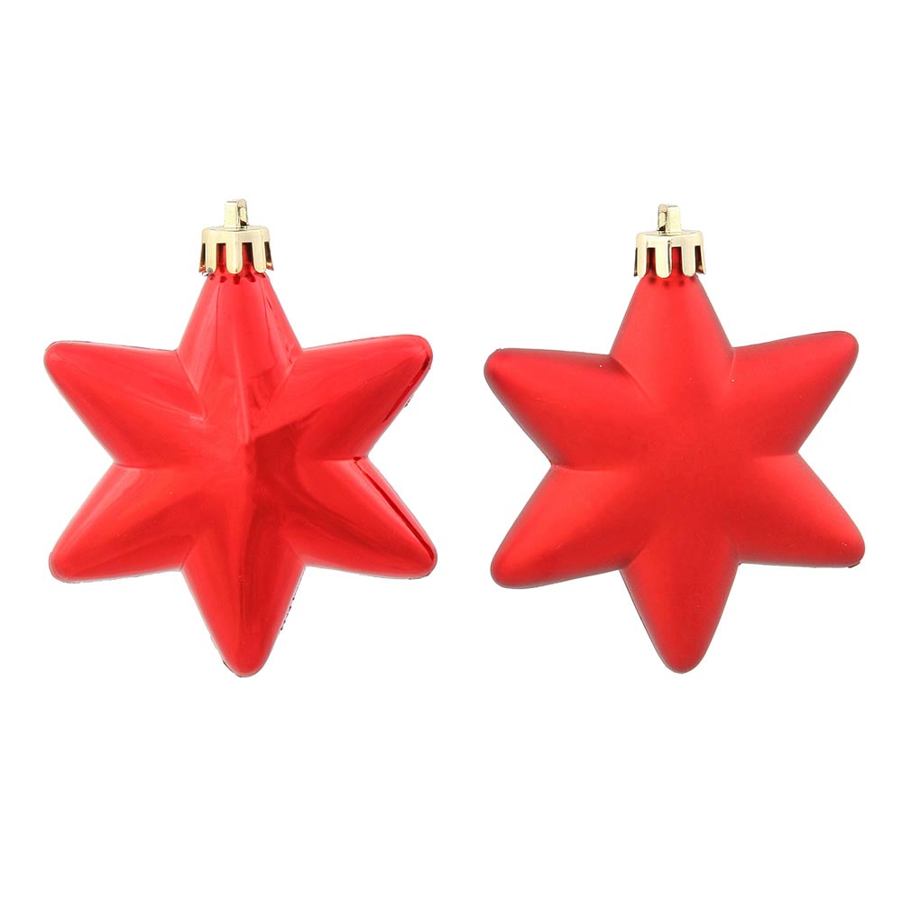 2 inch Red Assorted Shiny Christmas Stars Ornament (Set of 36) M135103