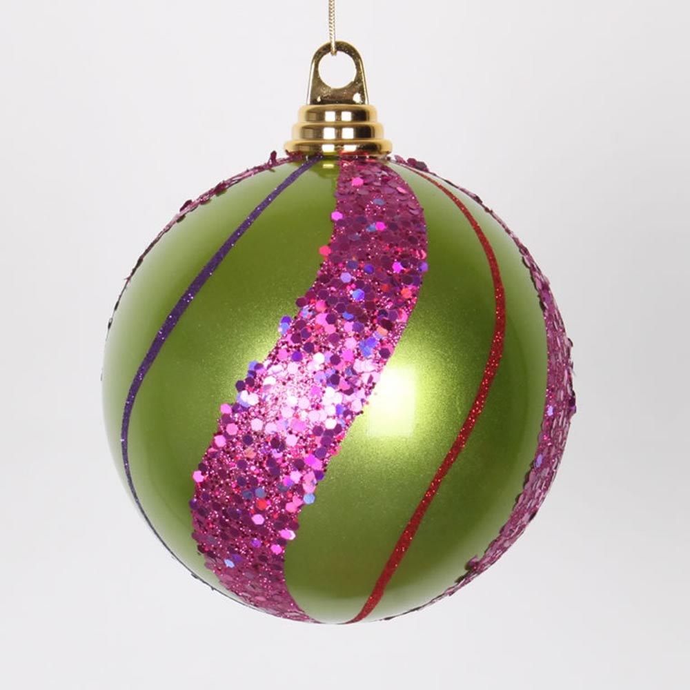 5.5 Inch Candy Apple Lime Christmas Ball Ornament (set Of 4)