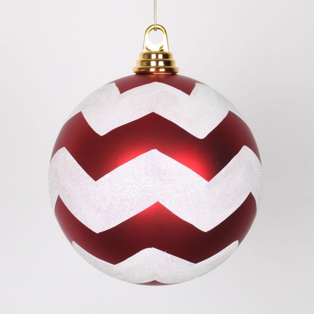 inch Glitter/Matte Chevron Ball Ornament: Multiple Colors