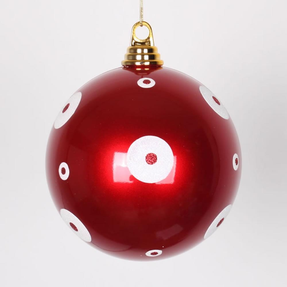inch Candy Apple Red Polka Dot Ball Ornament: Multiple Colors