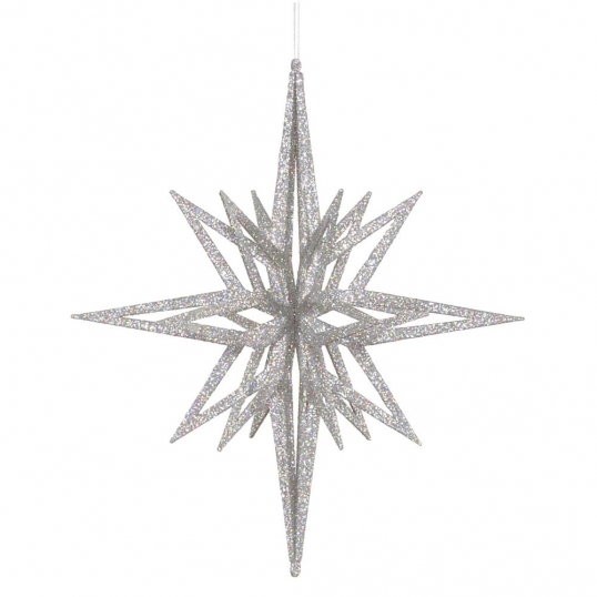 16 inch Silver 3D Glitter Christmas Star Ornament