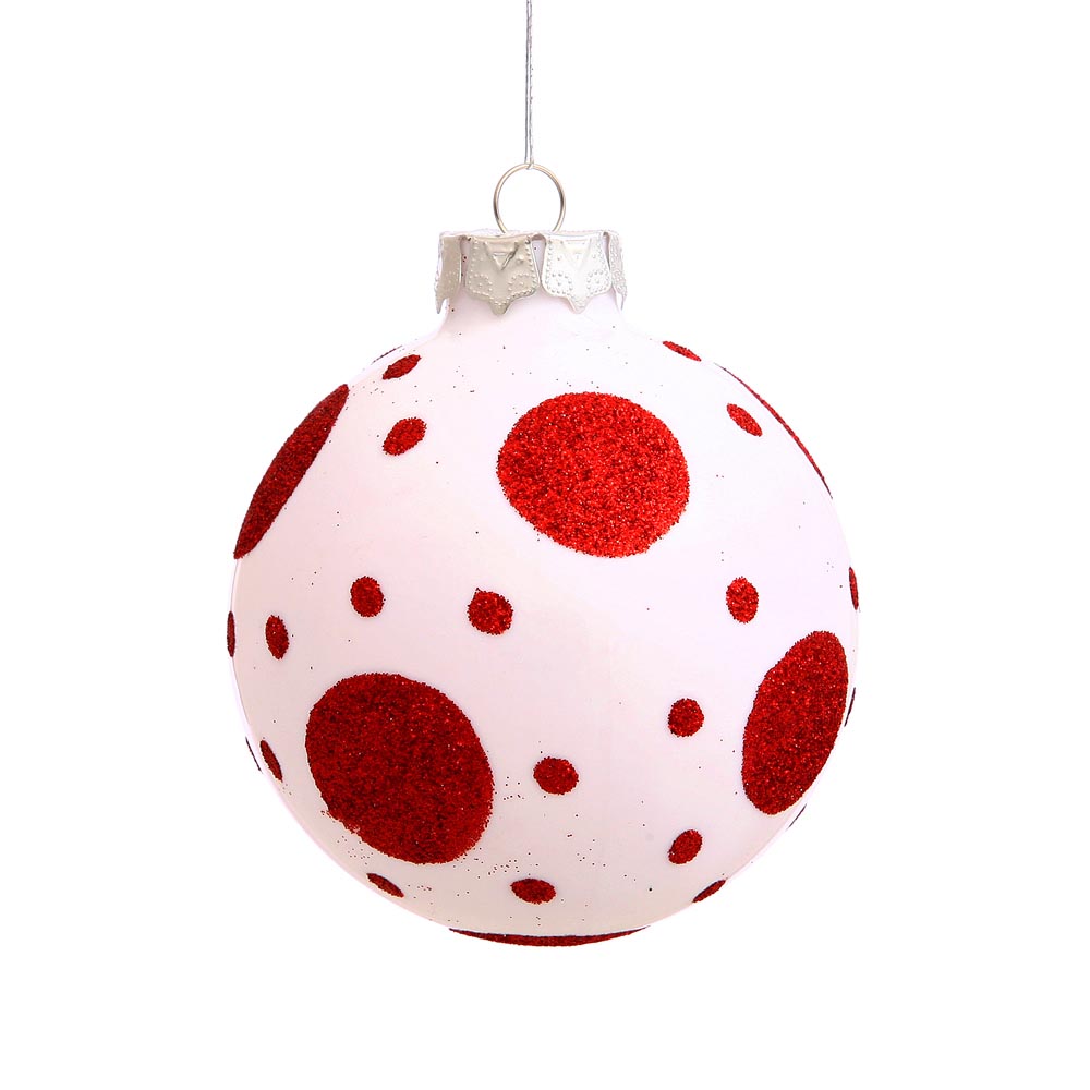 3 Inch Bare Ball Christmas Polka Dot Ball Ornament (set Of 4)