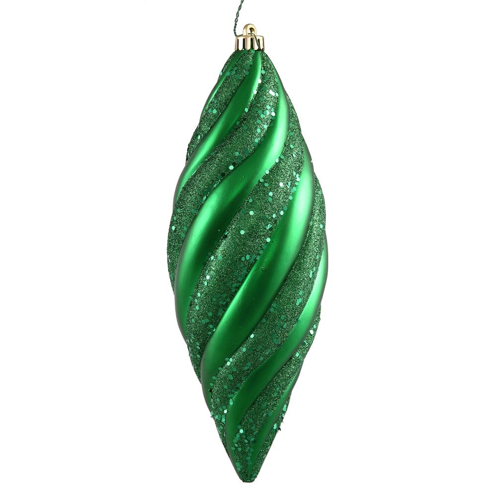 8 Inch Green Spiral Christmas Drop Ornament (set Of 3)