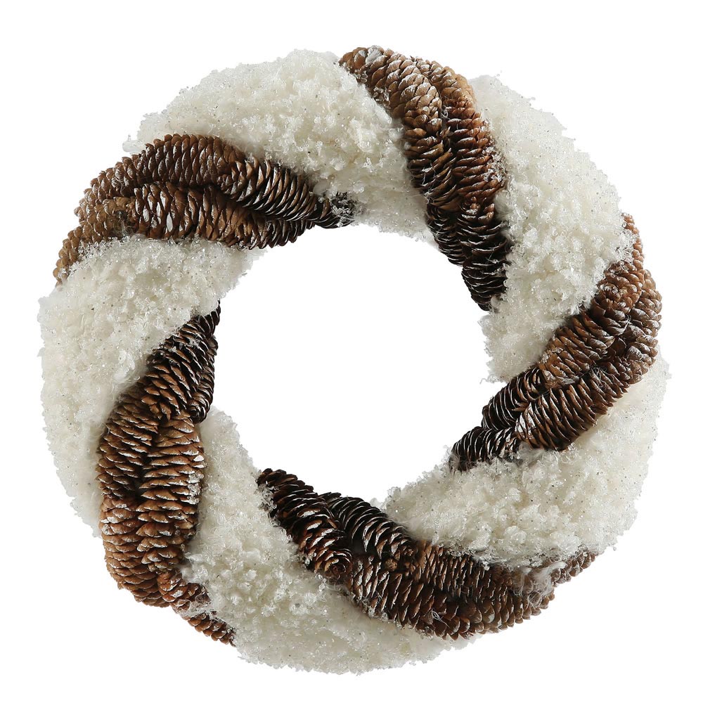 13 Inch Snow And Pine Cone Christmas Wreath