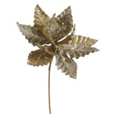 8 inch Champagne Sparkle Poinsettia Pick Christmas Flower Pick
