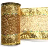 10 yard Mesh Edged Christmas Ribbon: Multiple Colors