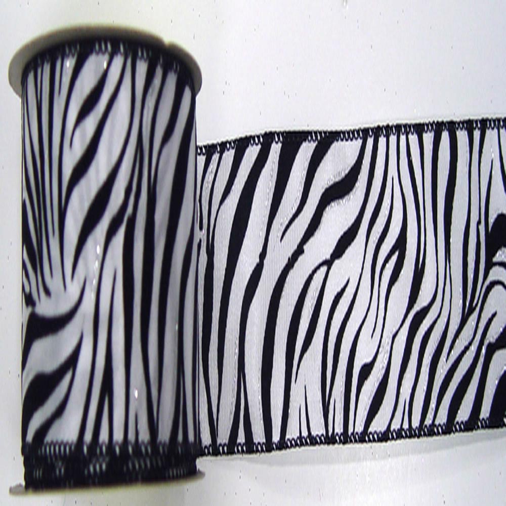 10 Yard X 2.5 Inch White And Black Velvet Zebra Christmas Ribbon