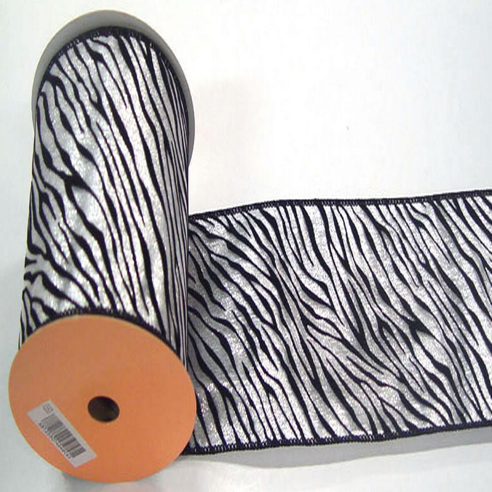 10 Yard Lame Velvet Black Zebra Ribbon: Multiple Colors