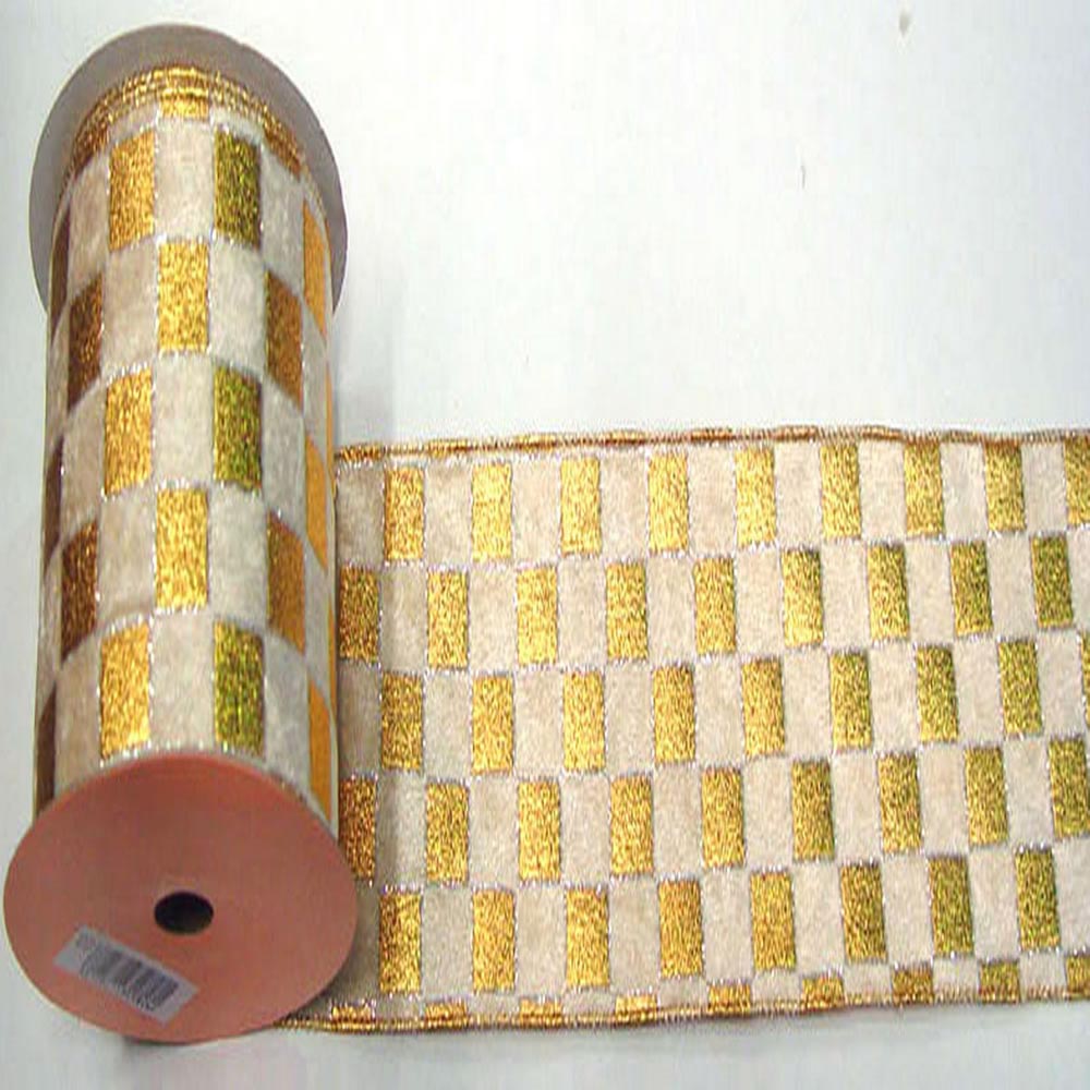 10 yard Check Lame Christmas Ribbon: Multiple Colors