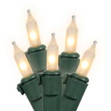 9 foot 100 White Light Christmas Icicle Set w/ Green Wire: Mini Lights