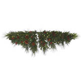 6 foot Big Cascade Pine Mantle Swag: Clear Single Mold LEDs