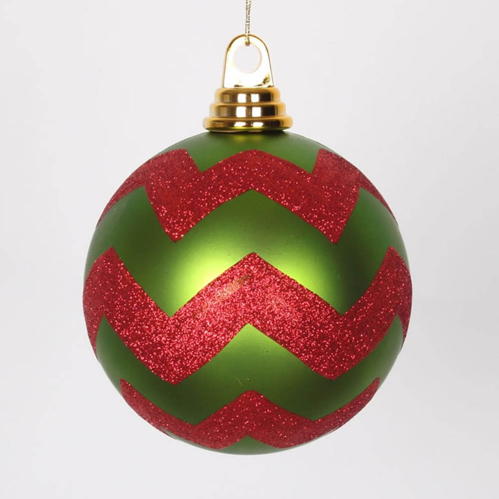 inch Matte Glitter Chevron Ball Ornament (Set of 3)