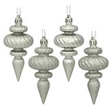 4 inch Silver Assorted Finial Ornaments (Set of 8)
