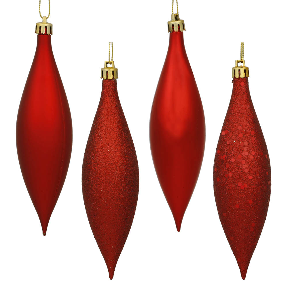 5.5 Inch 4 Assorted Finish Drop Ornaments (set Of 8)