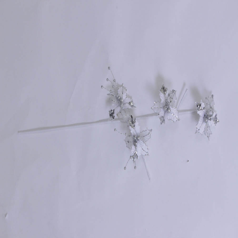 inch Velvet Sheer Holly Spray