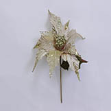 31 inch Champagne Glitter Poinsettia Spray with 13 inch Flower