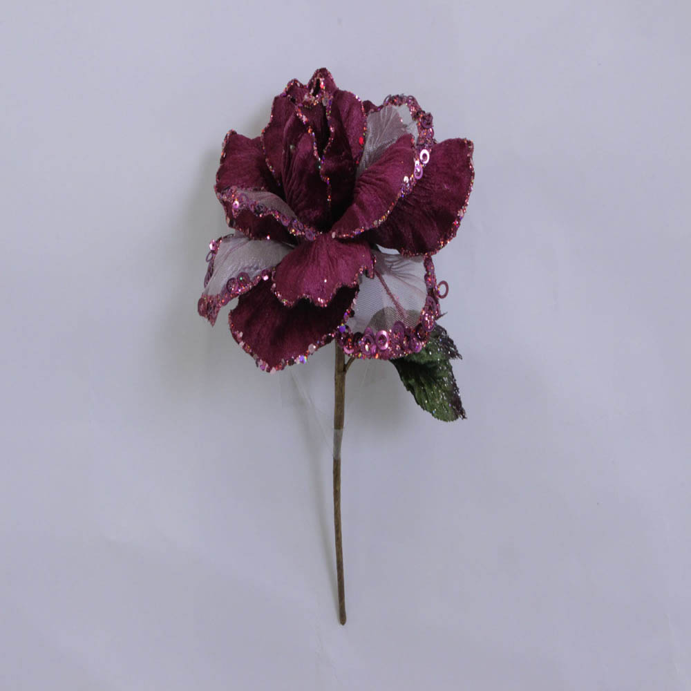 26 inch Mauve Velvet Sheer Rose Flower Pick with 6 inch Flower  O145945