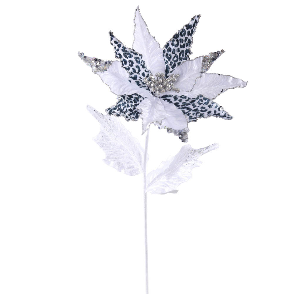 inch Leopard Poinsettia Pick with inch Flower