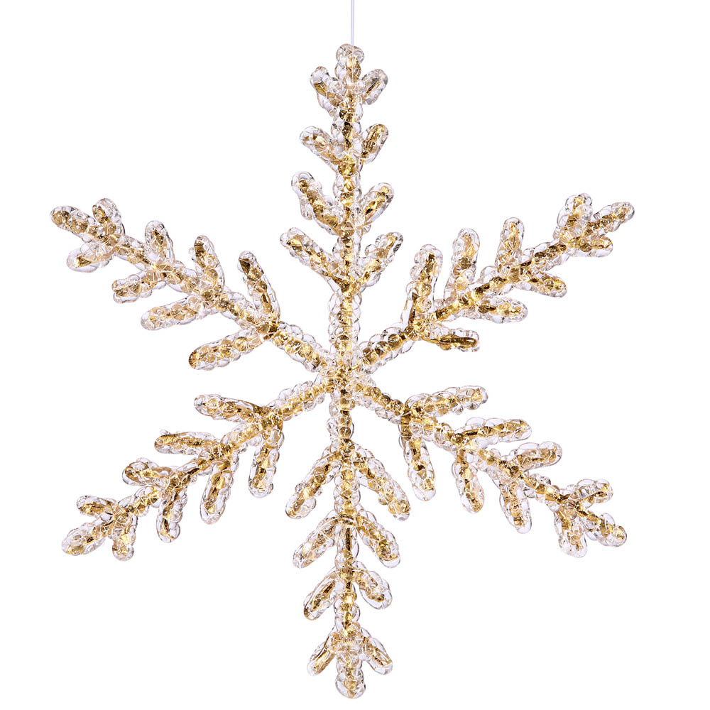12 inch Gold Crystal Snowflake Ornament P118812