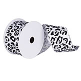 10 Yard Leopard Black, White, Silver Ribbon