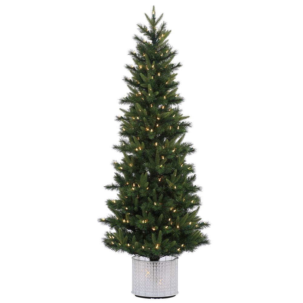 6 foot PE/PVC Potted Stockton Spruce Tree: Clear LEDs | S150261LED