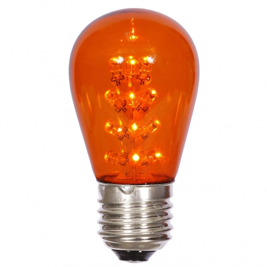 S14 LED Amber Transparent Replacement Bulb with E26 Base: 25,000 HRS