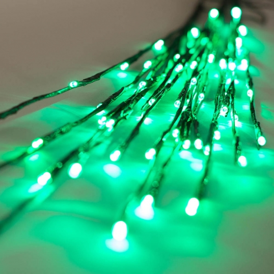 36 inch Outdoor Tall LED Twig Lights - 3 Twigs: Green Lights